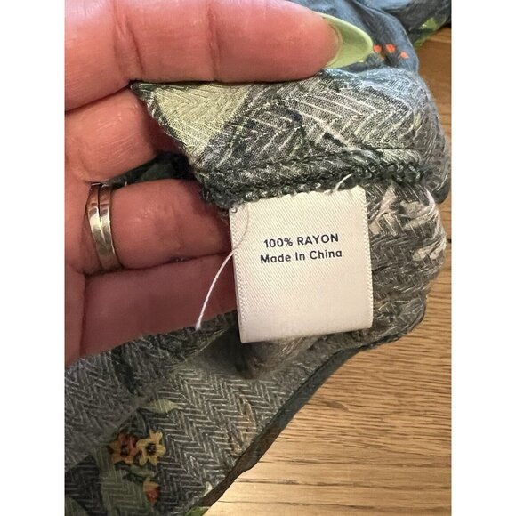 Allison Joy Top Blouse Women Small Floral Print 3/4 Sleeve Green Lightweight - Picture 7 of 12